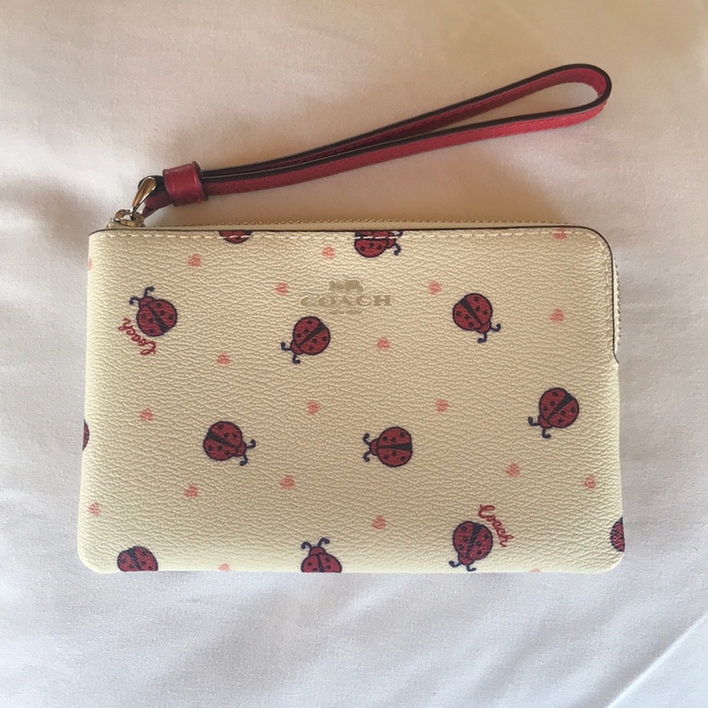 Coach Corner Zip Wristlet with Ladybug Pri…